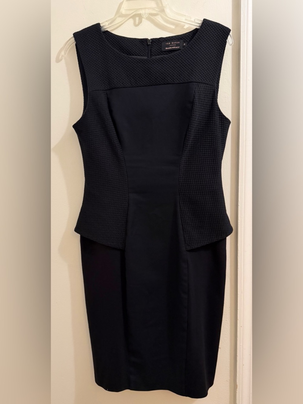 Ted Baker London Textured Paneled Black Sheath Dress